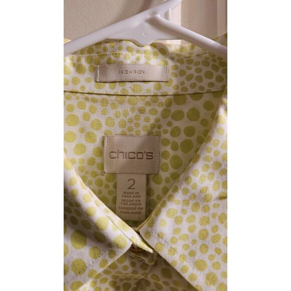 NWOT Chico's Size 2 (M or 10) Long Sleeve Green Splattered pattern blouse - Picture 3 of 4